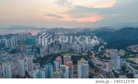 May 29 2022 A Kowloon West skyline at sunset May 29 2022 A Kowloon West skyline at sunset 140312578