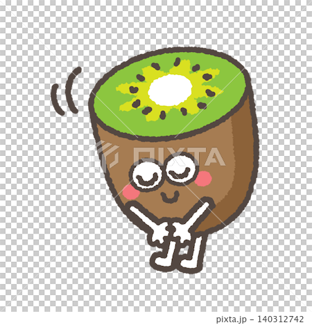 お辞儀をするかわいいグリーンキウイのキャラクター 140312742