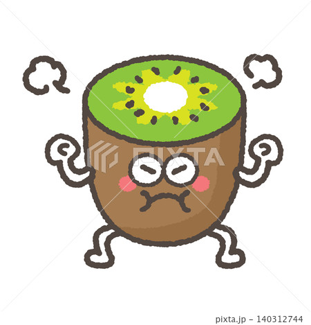 ぷんぷん怒っているかわいいグリーンキウイのキャラクター ぷんぷん怒っているかわいいグリーンキウイのキャラクター 140312744