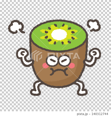 ぷんぷん怒っているかわいいグリーンキウイのキャラクター ぷんぷん怒っているかわいいグリーンキウイのキャラクター 140312744