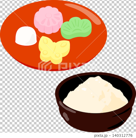 鉢に入った和三盆糖と皿に盛った干菓子 鉢に入った和三盆糖と皿に盛った干菓子 140312776
