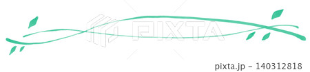 じんわりしたマーカーで描いた葉が舞う二重ライン緑1 じんわりしたマーカーで描いた葉が舞う二重ライン緑1 140312818