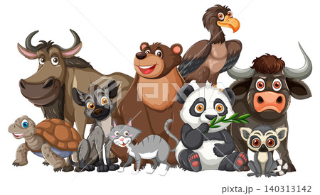 Group of Cartoon Wild Animals in Colorful Vector Style Group of Cartoon Wild Animals in Colorful Vector Style 140313142