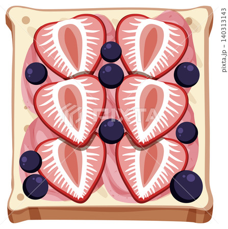 Strawberry and Blueberry Toast Vector Illustration Strawberry and Blueberry Toast Vector Illustration 140313143