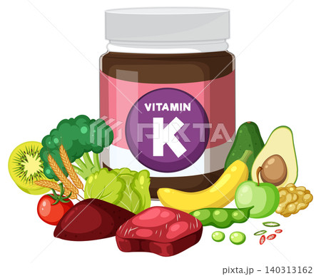 Vitamin K Supplement Jar with Fresh Food Sources 140313162