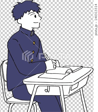 一幅插圖(兩種顏色,簡潔),描繪了一名國中男生認真準備高中入學考試並參加補習班的情景。 一幅插圖(兩種顏色,簡潔),描繪了一名國中男生認真準備高中入學考試並參加補習班的情景。 140313314