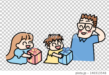 父親節當天,兄妹倆送給父親禮物的插畫 | 禮物、感恩、六月圖片素材 父親節當天,兄妹倆送給父親禮物的插畫 | 禮物、感恩、六月圖片素材 140313548