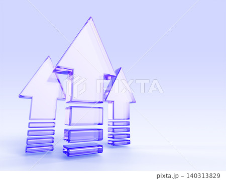 Glass holographic arrows growing up. Financial success, speed lines effect on light blue 3d background. Modern upward graphic, market rise, stock progress metrics, business strategy. 3D illustration Glass holographic arrows growing up. Financial success, speed lines effect on light blue 3d background. Modern upward graphic, market rise, stock progress metrics, business strategy. 3D illustration 140313829