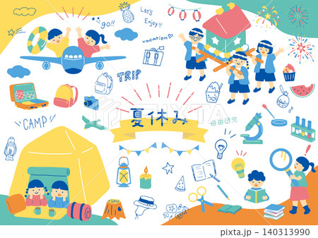 夏休みを楽しむ子供たち 夏休みを楽しむ子供たち 140313990