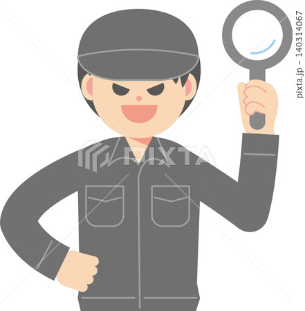 虫眼鏡を持つ悪い男性作業員 詐欺 犯罪 虫眼鏡を持つ悪い男性作業員 詐欺 犯罪 140314067
