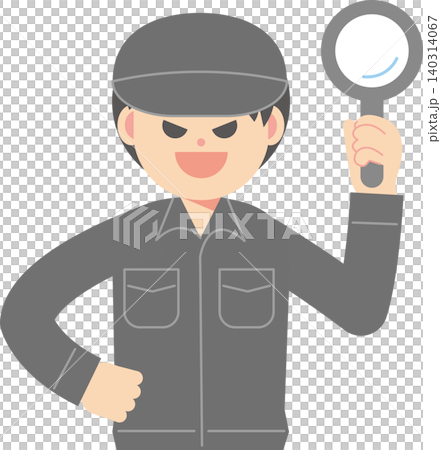 虫眼鏡を持つ悪い男性作業員 詐欺 犯罪 虫眼鏡を持つ悪い男性作業員 詐欺 犯罪 140314067