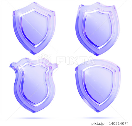 3D glass protect shield collection with holographic gradient. Heraldic badges, clean and shiny protective emblems, security guard symbols. Various medieval forms, defense armor icons. 3D illustration 3D glass protect shield collection with holographic gradient. Heraldic badges, clean and shiny protective emblems, security guard symbols. Various medieval forms, defense armor icons. 3D illustration 140314074