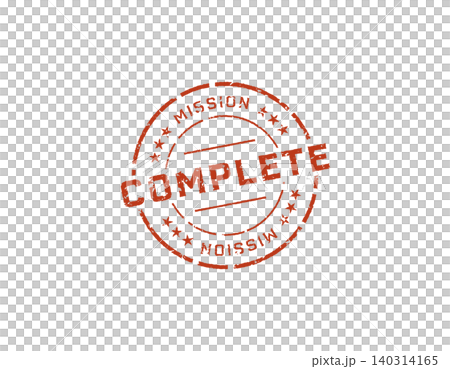 任務完了「MISSION COMPLETE」の赤いスタンプ (丸・達成・ゴール) 140314165