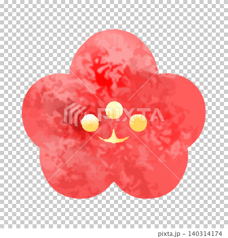 水彩手書き風のシンプルな赤い梅の花のイラスト 水彩手書き風のシンプルな赤い梅の花のイラスト 140314174