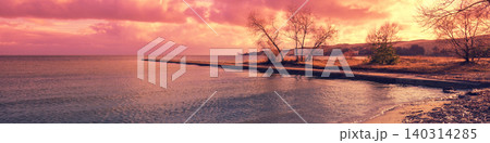 Embankment at sunset in Neringa, Lithuania. Curonian Spit. 140314285