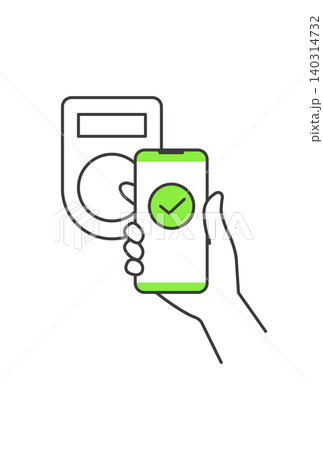 スマホを決済端末にかざして支払う手(タッチ決済・非接触・キャッシュレス・ベクター素材) スマホを決済端末にかざして支払う手(タッチ決済・非接触・キャッシュレス・ベクター素材) 140314732