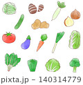 水彩画風の指定野菜15種類のイラストセット 140314779
