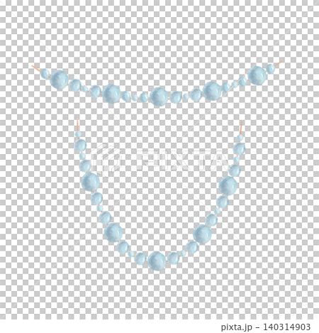 Hand drawn watercolor blue pearl garlands isolated illustration. Festive beads decoration. Holiday collection for Christmas decor Hand drawn watercolor blue pearl garlands isolated illustration. Festive beads decoration. Holiday collection for Christmas decor 140314903