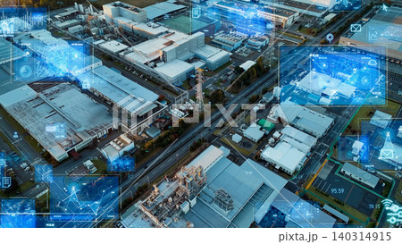 工業地帯とデジタルテクノロジー ドローン空撮 工業地帯とデジタルテクノロジー ドローン空撮 140314915