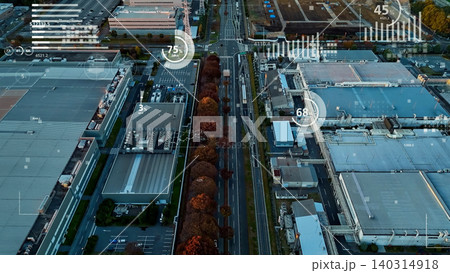 工業地帯と統計データ ドローン空撮 工業地帯と統計データ ドローン空撮 140314918