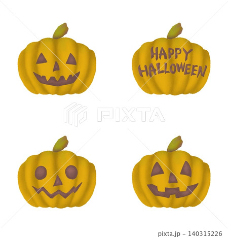 ハロウィンのカボチャとジャックオランタンのイラストアイコンセット ハロウィンのカボチャとジャックオランタンのイラストアイコンセット 140315226
