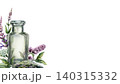 Vintage glass bottle with mint, sage, yarrow flowers and dried medical herbs. Watercolor botanical pharmacy illustration for organic cosmetics design, wellness branding and aromatherapy labels 140315332