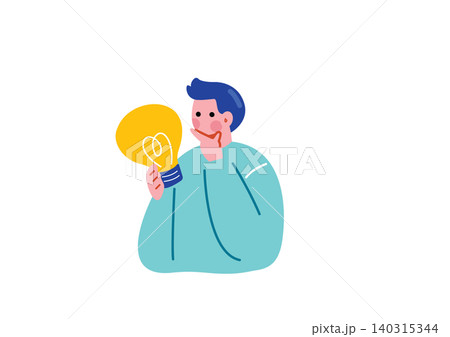 アイディアを閃く男性のイラスト アイディアを閃く男性のイラスト 140315344