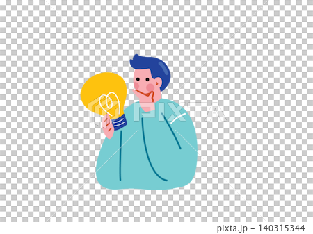 插圖描繪了一個男人正在思考某個想法。 插圖描繪了一個男人正在思考某個想法。 140315344