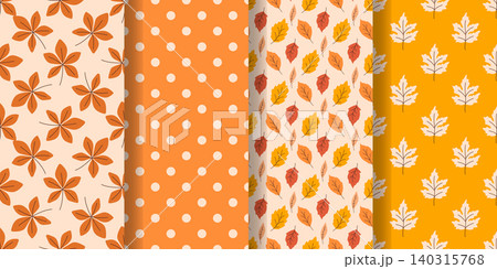 Autumn colorful leaf set of seamless patterns 140315768