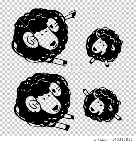 A set of simple illustrations of a mother sheep and her baby sheep. A set of simple illustrations of a mother sheep and her baby sheep. 140315812