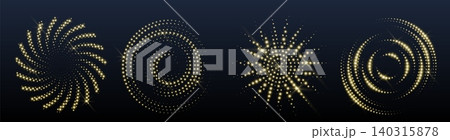 Halftone dot pattern with golden circular swirls 140315878