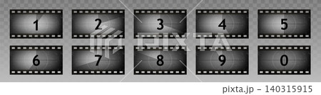 Vintage movie countdown timer on cinema screen Vintage movie countdown timer on cinema screen 140315915