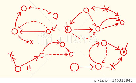 Sport tactic diagrams, sketch strategic arrows Sport tactic diagrams, sketch strategic arrows 140315940