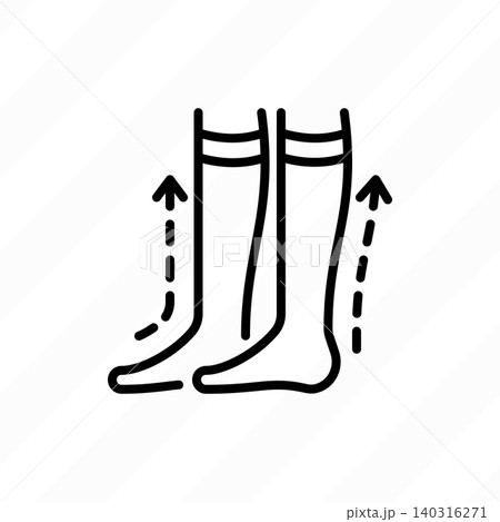 Compression stockings thin line icon. Orthopedic equipment for blood vessel disease. Vector illustration. 140316271