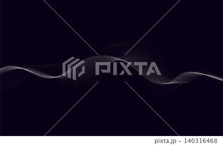 Abstract digital particle wave background. Futuristic white soundwave line and big data visualization vector illustration. 140316468