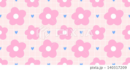 Seamless daisy spring with cute kids bg and floral heart pattern. Flower check fabric with fruit soft background and coquette textile beautiful. Bloom print girl with frame decorative blossom. Seamless daisy spring with cute kids bg and floral heart pattern. Flower check fabric with fruit soft background and coquette textile beautiful. Bloom print girl with frame decorative blossom. 140317209