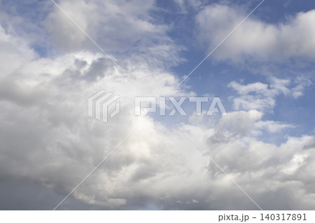 Fluffy White Clouds in Blue Sky, Beautiful Cloudscape Background. 140317891