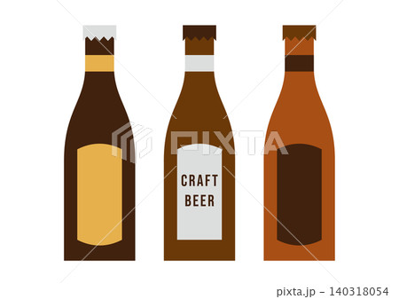 クラフトビールのボトルセットのイラスト クラフトビールのボトルセットのイラスト 140318054
