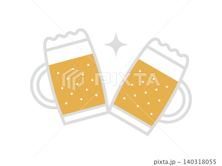ビールジョッキで乾杯するイラスト ビールジョッキで乾杯するイラスト 140318055