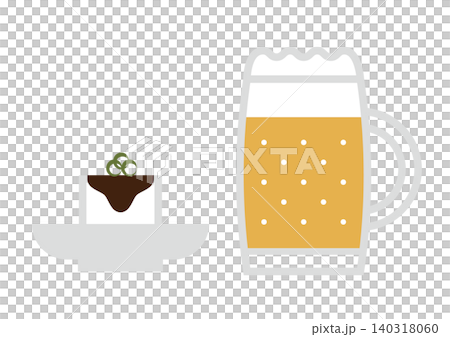 Illustration of Japanese-style snacks: beer and chilled tofu. Illustration of Japanese-style snacks: beer and chilled tofu. 140318060