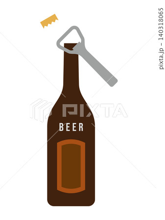 栓抜きで瓶ビールの栓を開けるイラスト 栓抜きで瓶ビールの栓を開けるイラスト 140318065