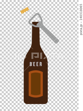 栓抜きで瓶ビールの栓を開けるイラスト 栓抜きで瓶ビールの栓を開けるイラスト 140318065