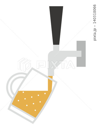 ビールサーバーからジョッキにビールを注ぐイラスト 140318066