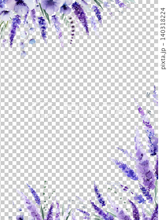 Floral frame with watercolor light purple lavender flowers, botanical illustration with copy space Floral frame with watercolor light purple lavender flowers, botanical illustration with copy space 140318224