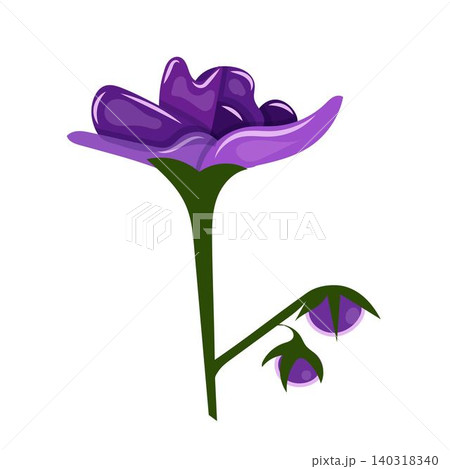 A vibrant purple African violet with delicate petals and deep purple hues, depicted on a white background. A vibrant purple African violet with delicate petals and deep purple hues, depicted on a white background. 140318340