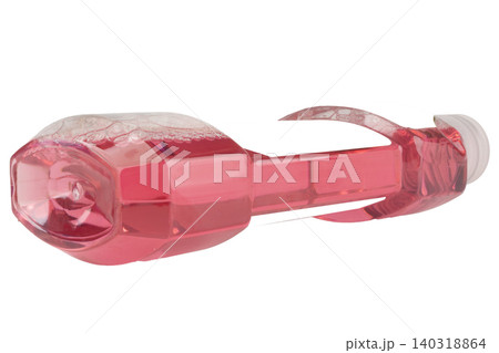 Pink mouthwash bottle isolated on a white background 140318864