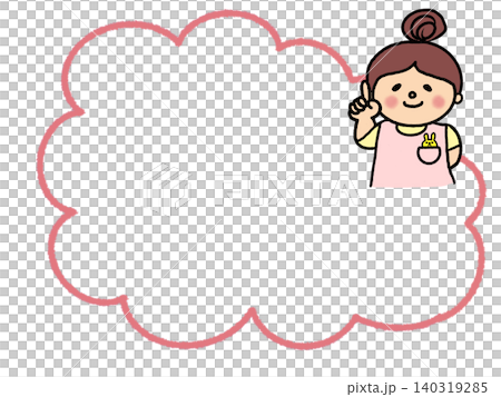 Simple, cute illustration frame of a pointing finger and apron; suitable for announcements, notices, copy space, and materials. 140319285