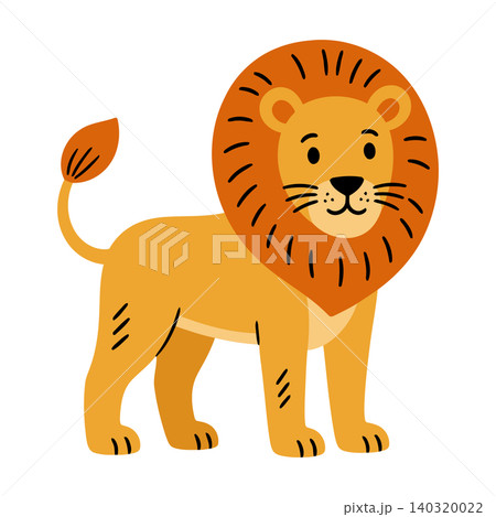 Lion cartoon character illustration in flat vector style for kids Lion cartoon character illustration in flat vector style for kids 140320022