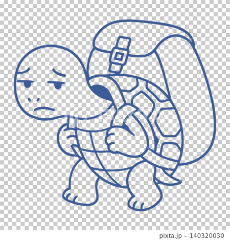 Turtle mascot with backpack in line art style for educational materials and stickers Turtle mascot with backpack in line art style for educational materials and stickers 140320030