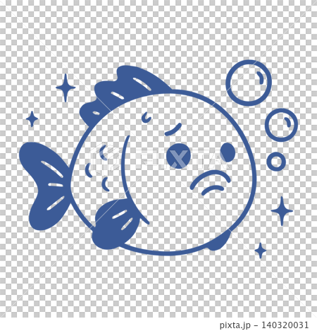 Sad fish mascot in blue doodle style for sticker or greeting card Sad fish mascot in blue doodle style for sticker or greeting card 140320031